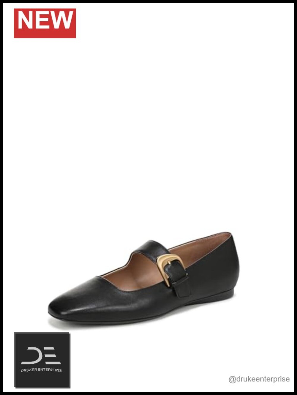 Naturalizer Cosmic Mary Jane Flats Women's Square Toe Buckle Leather Comfort